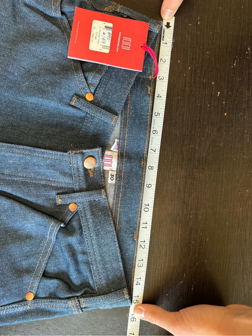 Topo Designs Men's Slim Straight Jeans in Dark Indigo Blue - Picture 2 of 4